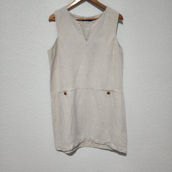 J.Mclaughlin Rue Sheath Dress Sleeveless Linen Blend size X Large Light Color - Picture 2 of 7